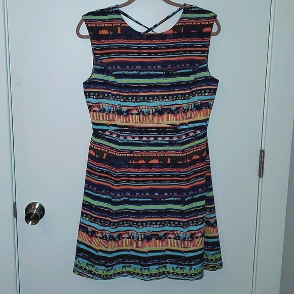 Title Nine Multicolor Stripe Hillary Sassy Back Dress Size Medium